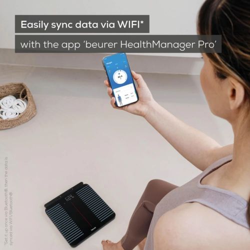 Везна Beurer BF 990 WIFI/Bluetooth 8-electrode diagnostic bathroom scale with extendable handpiece for full body analysis; 5 activity levels; 8 user memories; 180 kg