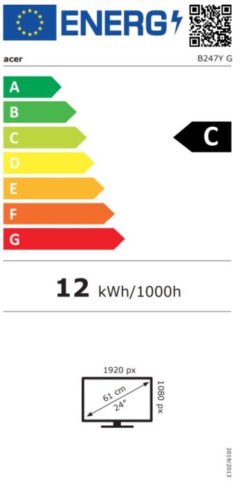 Монитор Acer Vero B247YGbmiprzx, 23.8" IPS LED, ZeroFrame FHD (1920x1080) AG, 4ms (GTG), 120Hz, 100M:1, 1500:1, 250nits, 99% sRGB, HDMI, VGA, DP, USB3.2x4 USB-B(1up 4down), Speakers 2x2W, Audio In/Out, ERGOstand, TUV, Energy Efficiency Class C, VESA, Blac