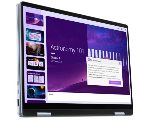 Лаптоп Dell 14 Plus 2-in-1 DB04250, Intel Ultra 7 256V (47 TOPS NPU, 8 cores, up to 4.8 GHz), 14" 16:10 FHD+(1920x1200) Touch 300nits WVA AG, 16GB, LPDDR5X, 8533MT/s (onboard), 512GB M.2 SSD PCIe, Intel Arc, FHD RGB and Mic, Wi-Fi 7, FPR, Backlit Kb, Win 