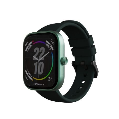Часовник HiFuture Lume Dark Green, 1.85 " IPS, Powered by Dual Core, Aerospace-Grade Ultra Light Aluminum Frame, Bluetooth Call, 3D User Interface, 1ATM Waterproof, 24/7 True Heart Rate & Blood Oxygen Sensor, 100+ Sports Mode, Up to 7 days daily use