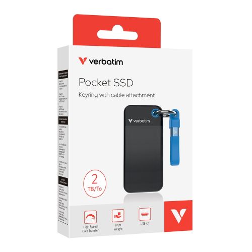 Твърд диск Verbatim Pocket SSD USB 3.2 Gen 2 2TB Black/Blue