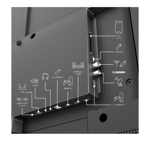 Телевизор Thomson Smart QLED Pro TV 55"; Google TV; 3840 x 2160 (4K UHD), DLED, 144 Hz, DVB-T/T2/C/S/S2, HDR10, Wi-Fi, Bluetooth, LAN, HDMI 4 (2.1), USB 2 (2.0) + 1 (3.0), Central Swivel Stand, Black