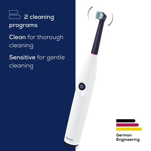 Електрическа четка за зъби Beurer TB 15 Electric toothbrush; 2 cleaning programs; 12days Battery life; 2-min timer; Oscillating, pulsating, brushing technology; Incl. USB-C charging cable and Clean Eco brush head; white
