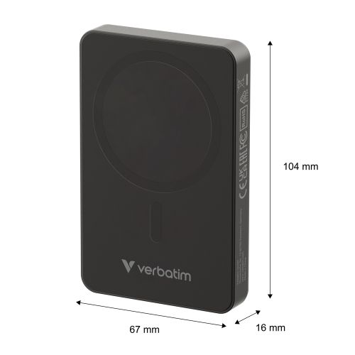 Външна батерия Verbatim Charge 'n' Go Essentials Power Bank Magnetic Wireless 10000mAh Black