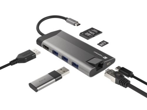 Докинг станция Natec Fowler Plus Multiport Adapter 8 in 1, USB 3.0 HUB, HDMI 4K, USB-C PD, RJ45, SD, Micro