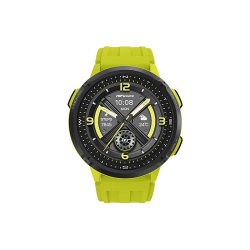 Часовник HiFuture MIX3 Fluorescent Yellow, 1.43" AMOLED, 466*466, Powered by Dual Core & Syntra AI, Bluetooth Call, 3ATM Waterproof, Compass & Altimeter, 24/7 True Heart Rate & Blood Oxygen Sensor, Up to 10 days daily use