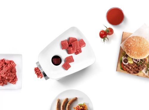Месомелачка Bosch MFW2515W, Meat mincer, SmartPower Meat mincer from SmartPower range: 1500W, 1,7 kg/min, 2 sieves, 1 sausage horn, fruit press attachment, no reverse, white