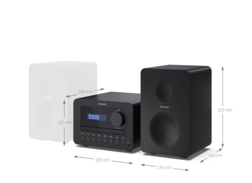 Аудио система Sharp Audio Systems XL-B514(BK), HI-FI MICRO SYSTEM, 40W (peak), FM radio with RDS,  Bluetooth v5.0, CD player, USB MP3 playback, 3.5mm Headphone jack / line-out, wooden speaker, Black