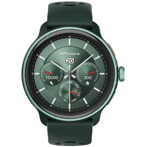 Часовник HiFuture Vela Dark Green, 1.43" AMOLED, GPS +Compass + Altimeter, 466*466, Support Local Music(100M Space), Support AI Coach for Training, Powered by Dual Core, Bluetooth Call, 5ATM Waterproof, 24/7 True Heart Rate & Blood, Oxygen Sensor, Up to 1