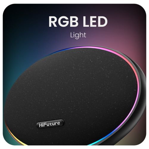 Тонколони HiFuture ORBIT Black, 80W Output (Max.power), Built-in Powerful DSP with DynaBoost Technology, Pair to Stereo Sound System (TWS Mode), Wireless 5.4, Orbit Lighting, Aluminum Elegance, Up to 8 Hours Playtime, Support Extension Media Player, Conne