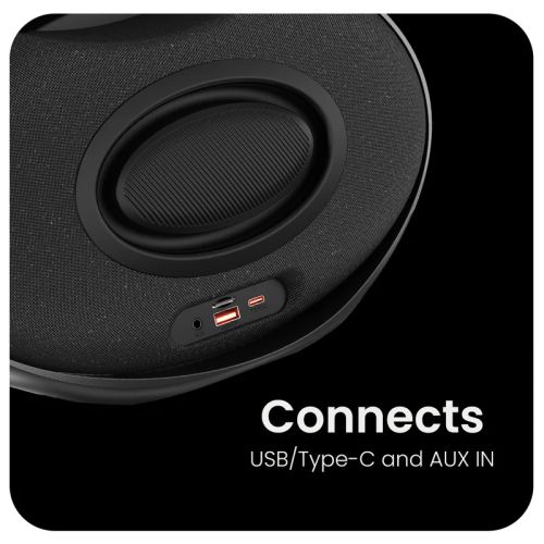 Тонколони HiFuture ORBIT Black, 80W Output (Max.power), Built-in Powerful DSP with DynaBoost Technology, Pair to Stereo Sound System (TWS Mode), Wireless 5.4, Orbit Lighting, Aluminum Elegance, Up to 8 Hours Playtime, Support Extension Media Player, Conne