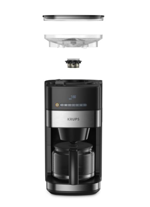 Кафемашина Krups KM832810 Grind & Brew, metalic grinder, 3 grinding settings, digital display, timer, 1.25L