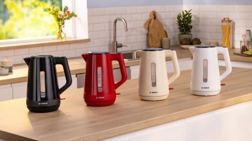 Електрическа кана Bosch TWK1M124, MyMoment Plastic Kettle, 2400 W, 1.7 l, Cup indicator, Limescale filter, Triple safety function, Red