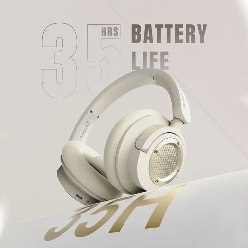 Слушалки HiFuture FutureTour X Champagne Gold, Hybrid Active Noise Canceling, 35-Hour Playtime, Memory Protein Foam Cover, AI Enhanced Crystal-Clear Call, Wireless 5.4, AUX Cable