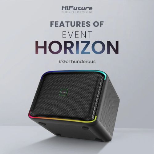 Тонколони HiFuture Event Horizon Black, 3-Way Speaker System, 100W Output, Built-in DynaBoost Bass Technology, Built-in DC12V Non-Stop Playing Power Socket, Enable Karaoke Dancing Light, Up to 8 Hours Playtime, Bluetooth 5.3, Pair to Play (TWS Mode)