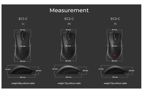 Мишка BenQ ZOWIE EC3-CW Wireless Mouse For Esports, Size S, 79g, up to 1000 Hz, up to 3200 DPI, 3370 sensor, Asymmetrical ergonomic design w/shorter overall length, Reduced weight, 24-step scroll wheel, Driverless, plug and play, inspired by Emil 'HeatoN'