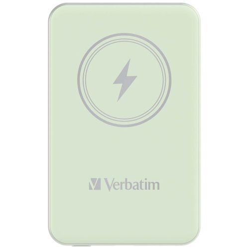 Външна батерия Verbatim MCP-5GN Power Pack 5000 mAh with UBS-C PD 20W / Magnetic Wireless Charging 15W Green