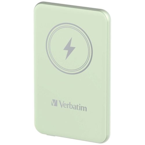 Външна батерия Verbatim MCP-5GN Power Pack 5000 mAh with UBS-C PD 20W / Magnetic Wireless Charging 15W Green