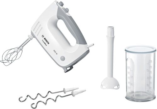 Миксер Bosch MFQ36440, Hand mixer, ErgoMixx, 450 W, Included blender & transparent jug, White