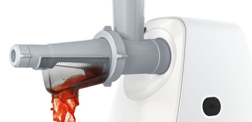 Месомелачка Bosch MFW2517W, Meat mincer, SmartPower Meat mincer from SmartPower range: 1500W, 1,7 kg/min, 2 sieves, 1 sausage horn, fruit press attachment, shredder with 3 barrels, no reverse, white