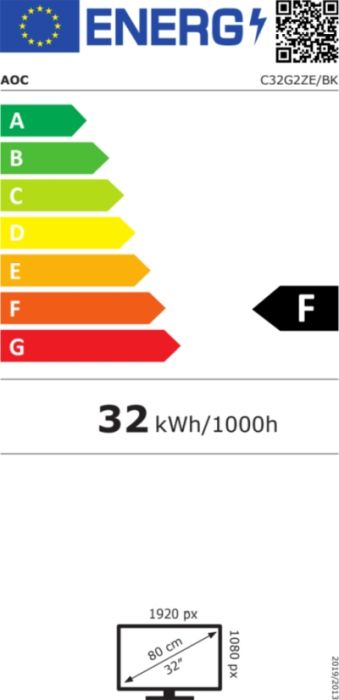 Монитор AOC C32G2ZE/BK, 31.5" Curved 1500R, VA, WLED, 1920x1080@240Hz, 4ms GtG, 1ms MPRT, 300cd/m2, 4000:1, DCR 80M:1, FreeSync, FlickerFree, Low Blue Light, Tilt, 2xHDMI, DP