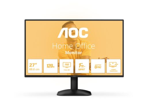 Монитор AOC 27B31H, 27" IPS WLED, 1920x1080@120Hz, 4ms GtG, 1ms MPRT, 300cd m/2, 1500:1, 20M:1 DCR, Adaptive Sync, FlickerFree, Anti Blue Light, Tilt, D-SUB, HDMI