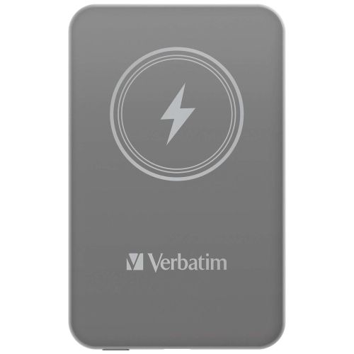 Външна батерия Verbatim MCP-5GY Power Pack 5000 mAh with UBS-C PD 20W / Magnetic Wireless Charging 15W Grey