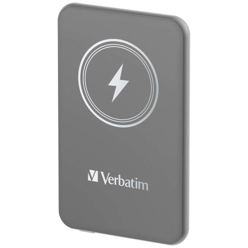 Външна батерия Verbatim MCP-5GY Power Pack 5000 mAh with UBS-C PD 20W / Magnetic Wireless Charging 15W Grey
