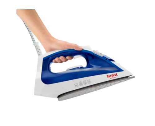 Ютия Tefal FV1711E0, Virtuo white & velvet blue,1800W - 0-24g/min - shot 80g/min - PTFE soleplate - water tank 200 ml - cord length 1,9 m - anti drip function