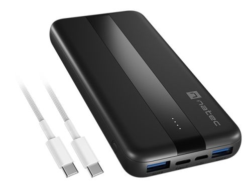 Зарядно устройство Natec Powerbank Trevi Slim Q V2 10000MAh 2X USB-A 18W + 1X USB-C 20W + USB-C - USB0-C CABLE