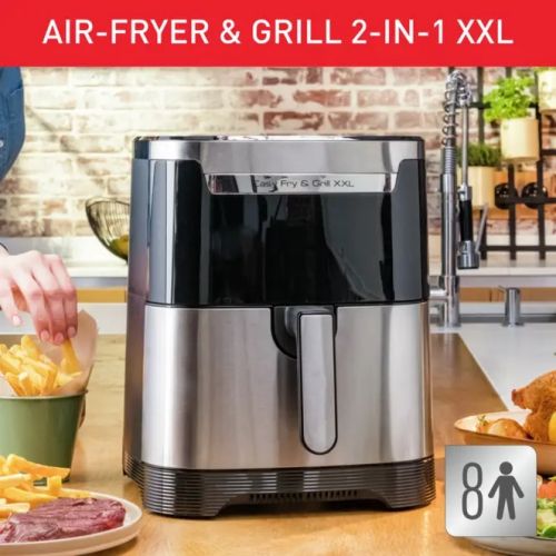 Уред за здравословно готвене Tefal EY801D15, Easy Fry XXL Flexcook, 2in1 silver, 6.5L (8 portions) / 1.5kg, dual zones, perfect searing, 8 automatic programs