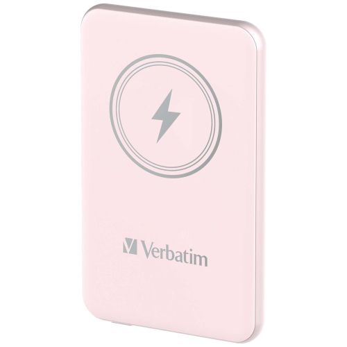 Външна батерия Verbatim MCP-5PK Power Pack 5000 mAh with UBS-C PD 20W / Magnetic Wireless Charging 15W Pink