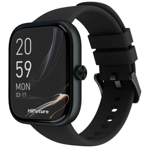 Часовник HiFuture Lume Black, 1.85 " IPS, Powered by Dual Core, Aerospace-Grade Ultra Light Aluminum Frame, Bluetooth Call, 3D User Interface, 1ATM Waterproof, 24/7 True Heart Rate & Blood Oxygen Sensor, 100+ Sports Mode, Up to 7 days daily use