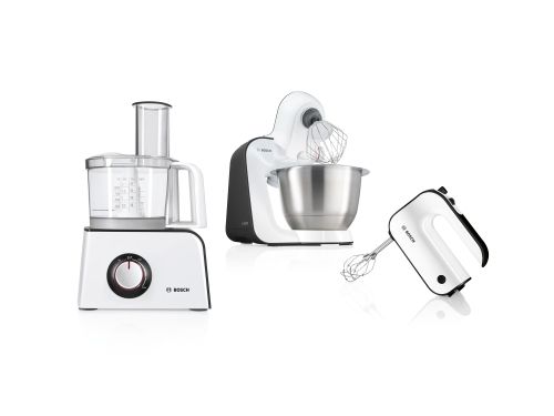 Миксер Bosch MFQ4020, Hand mixer, Styline, 450 W, with innovative FineCreamer stirrers, blender attachment, 5 speed settings, additional pulse/turbo setting, White -black