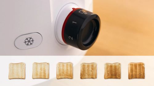 Тостер Bosch TAT2M121, MyMoment Compact toaster, 950 W, Auto power off, Defrost and reheat setting, Integrated warming grid, High lift, White